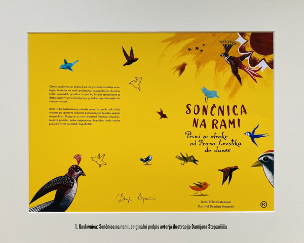 Naslovnica Soncnica na rami originalni podpis avtorja ilustracije Damijana Stepancica
