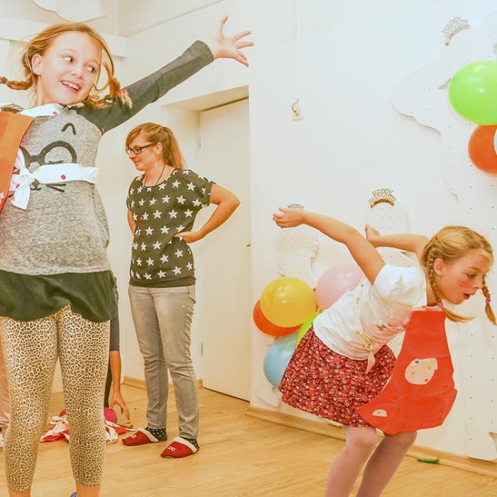 Cheerful girls at a party.